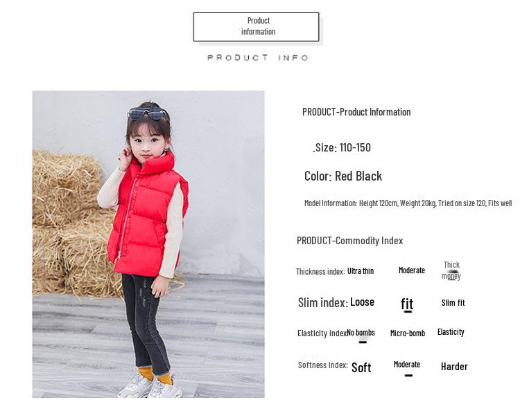 Children's Down Cotton Vest - Fashionable Autumn/Winter Zipper Puffer Jacket for Boys & Girls