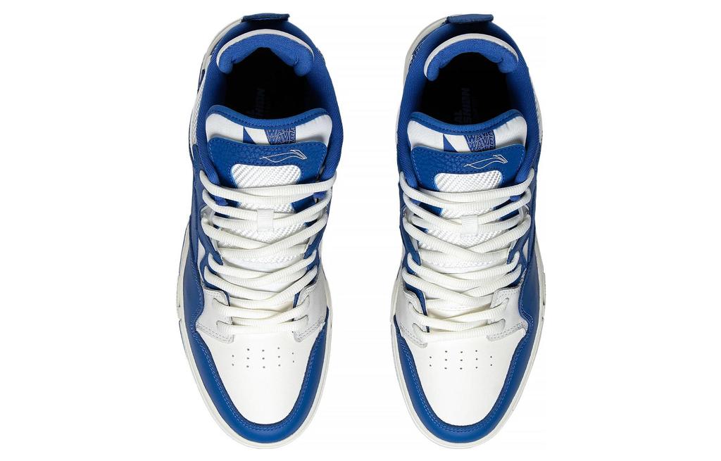 Li Ning Wave PRO Synthetic Leather Slip Resistant Abrasion Resistant Low top Skateboard Shoes Men's White Blue AECT013-2