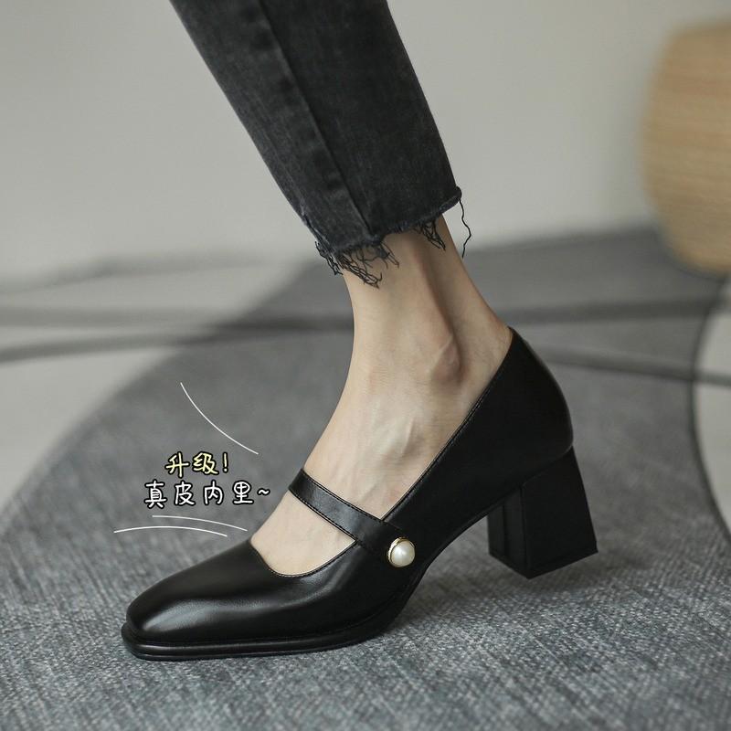 Fashion New Fashion Spring Autumn Pumps Women High Heels Shoes Chunky Heels Buckle Loafers Platform Black Brown Retro Heels Women Shoes