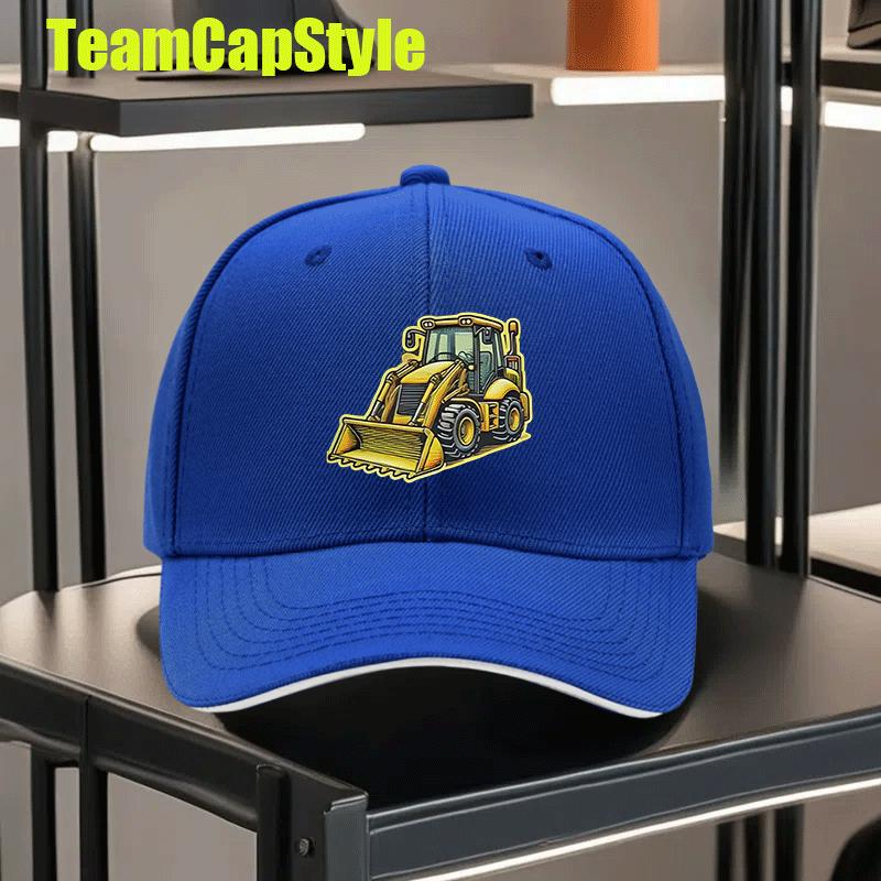 Backhoe Loader Construction Machinery Baseball Cap Polyester Adjustable Outdoor Unisex Adult Cap