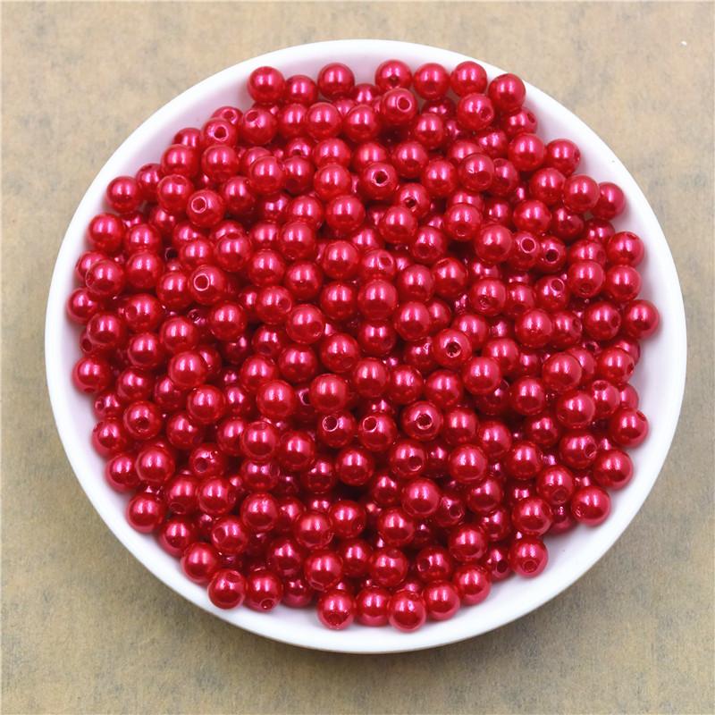 6Mm Straight Hole Round Abs Imitation Pearl Clothing Accessories Double Hole Environmentally Friendly Plastic Beads Fake Pearl