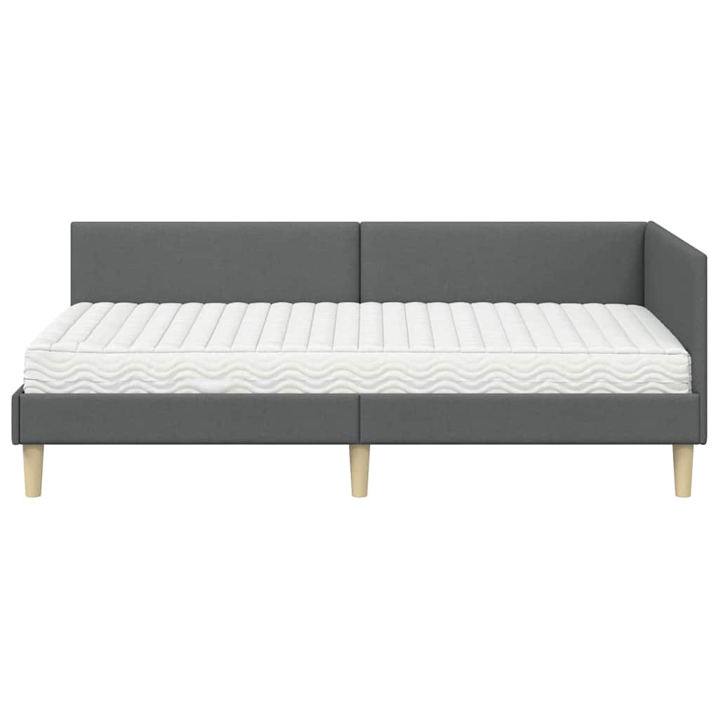 Corner Bed Frame with Mattress Other 2 pcs Grey Fabric