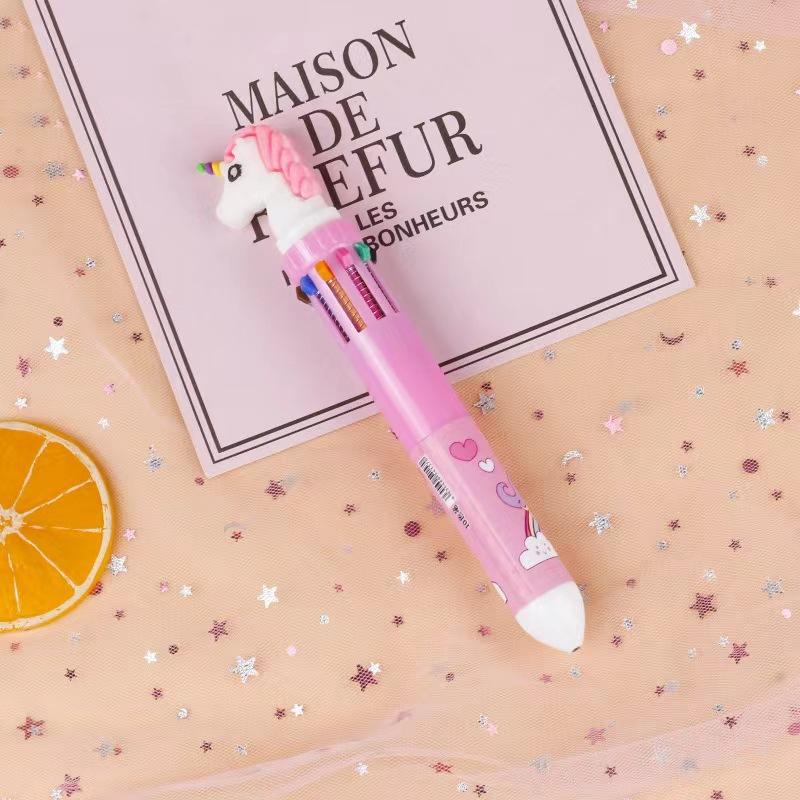 Ten-color Ballpoint Pen Girl Heart Cartoon Press Multi-color Pen Multi-function Color Handbook Pen Creative Cute Pen