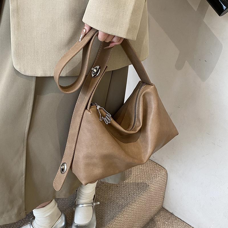 Premium Texture Retro Casual Wide Shoulder Strap Tote Bag Women'S Winter Versatile Shoulder Bag