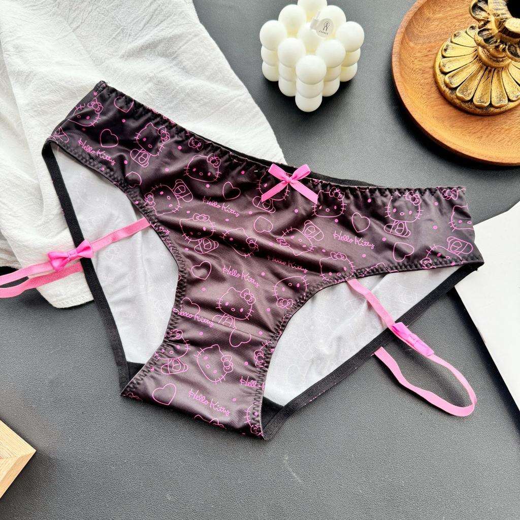 Ladies Spring and Autumn Cute Cartoon Print Sexy Ice Silk Panties