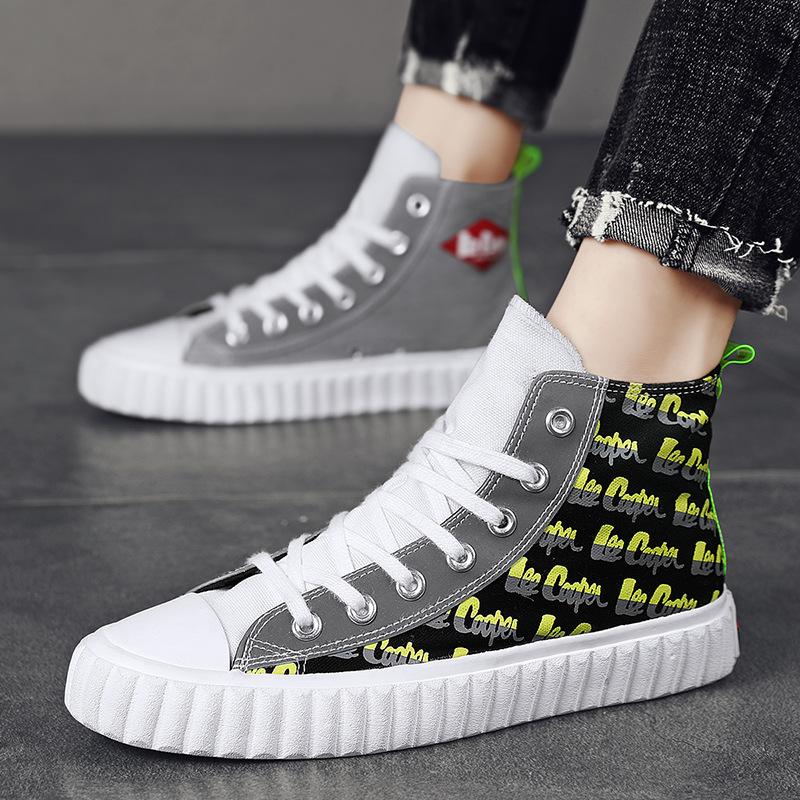 

Мужская мода высокие парусиновые туфли вулканизированные туфли дышащие удобные кроссовки для бега 44 зелёный/белый