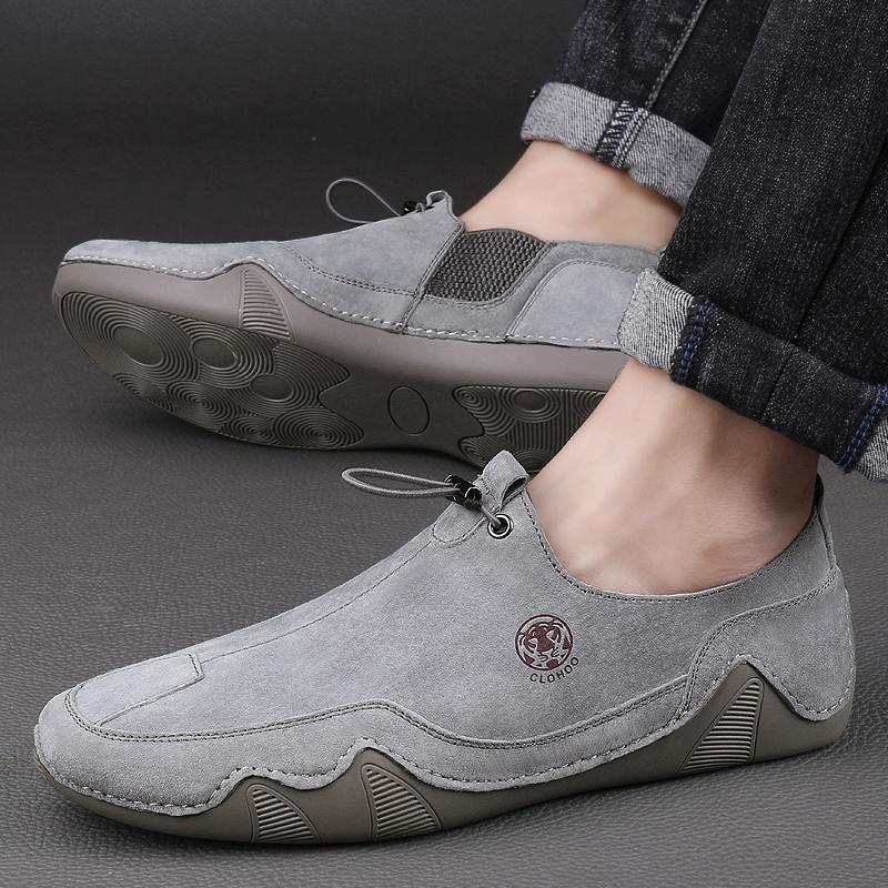 Fashion Fashionable Outdoor Breathable Soft Soled Casual Bean Shoe for Spring New Men Comfortable Two-layer Pigskin Casual Octopus Shoes