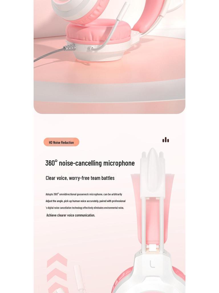 Cat Ear Luminous Wired Gaming Headset for E-Sports