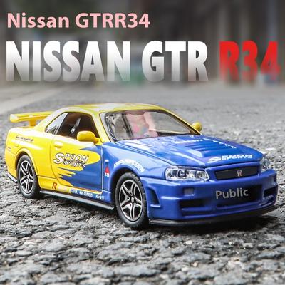 1:32 Nissan Skyline Ares GTR R34 Slitina Kov Odlitek Sportovní Závodní Auto Model Simulační Model Zvuk Světlo Sběr Koníček Ozdoby