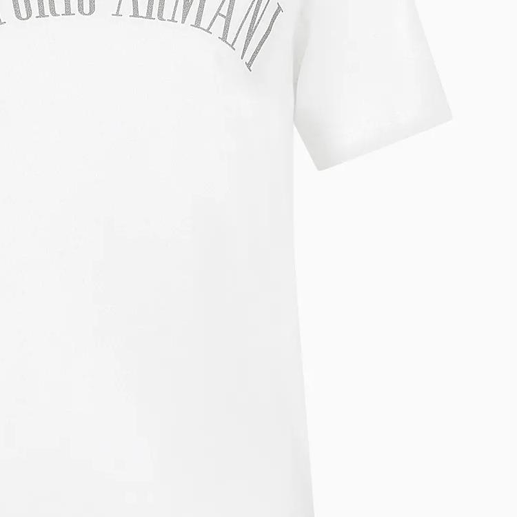 Emporio Armani Logo Letter Print Round Neck Short Sleeve T-Shirt Women t-shirts White 3D2T7S-2JIDZ-10100