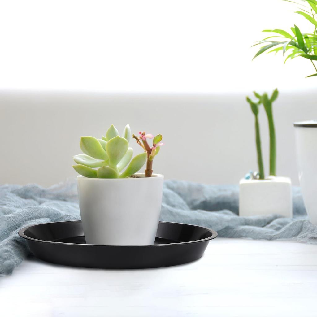 OUNONA Pot Flower Pot Planter Plastic Outer Diameter Shallow Interior Pack of 10 Saucer, Saucer, Saucer, Tray, Plate, 30cm, Plate, Decoration, Black,