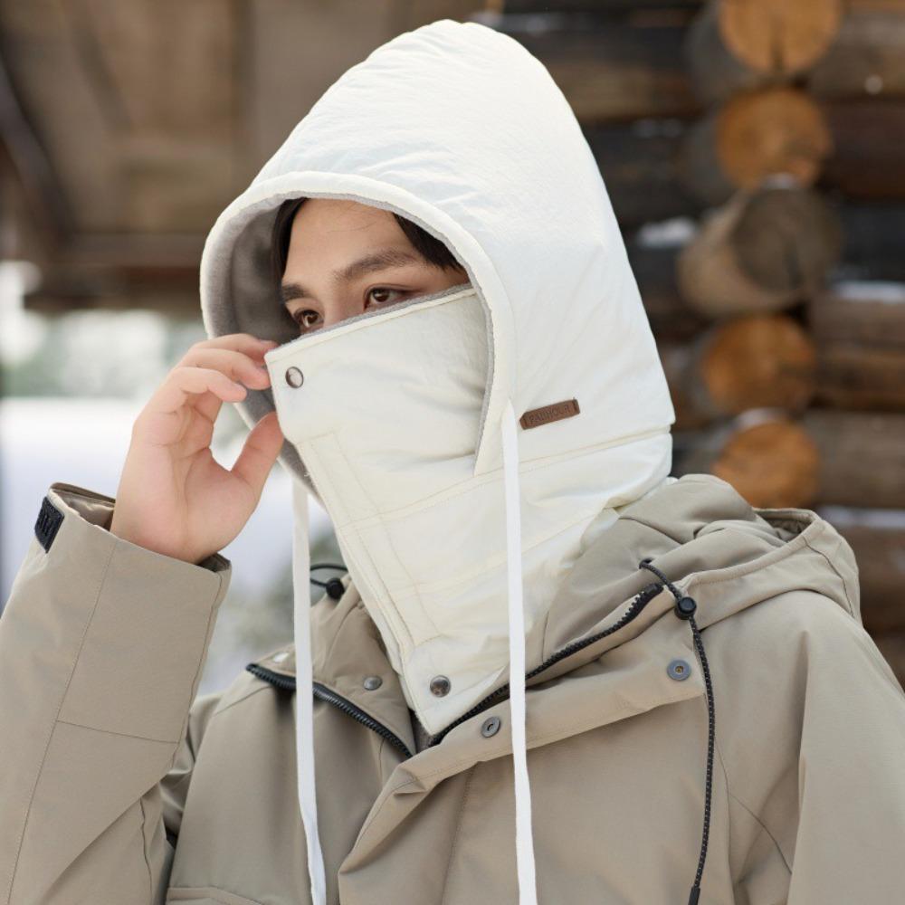 Solid Color Ski Windproof Cap Drawstring Warm Pullover Hat Simple Winter Balaclava  Outdoor