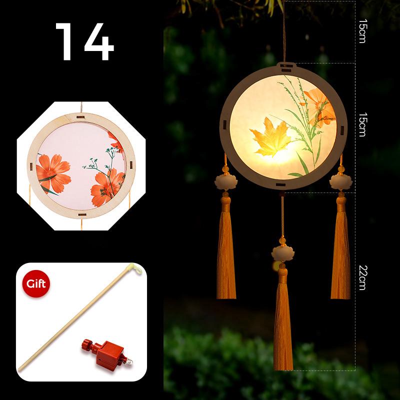Mid-autumn Portable Lantern With Tassel Waterproof Chinese Antique Wood Carving Palace Light Lamp New Year Spring Festival Decor