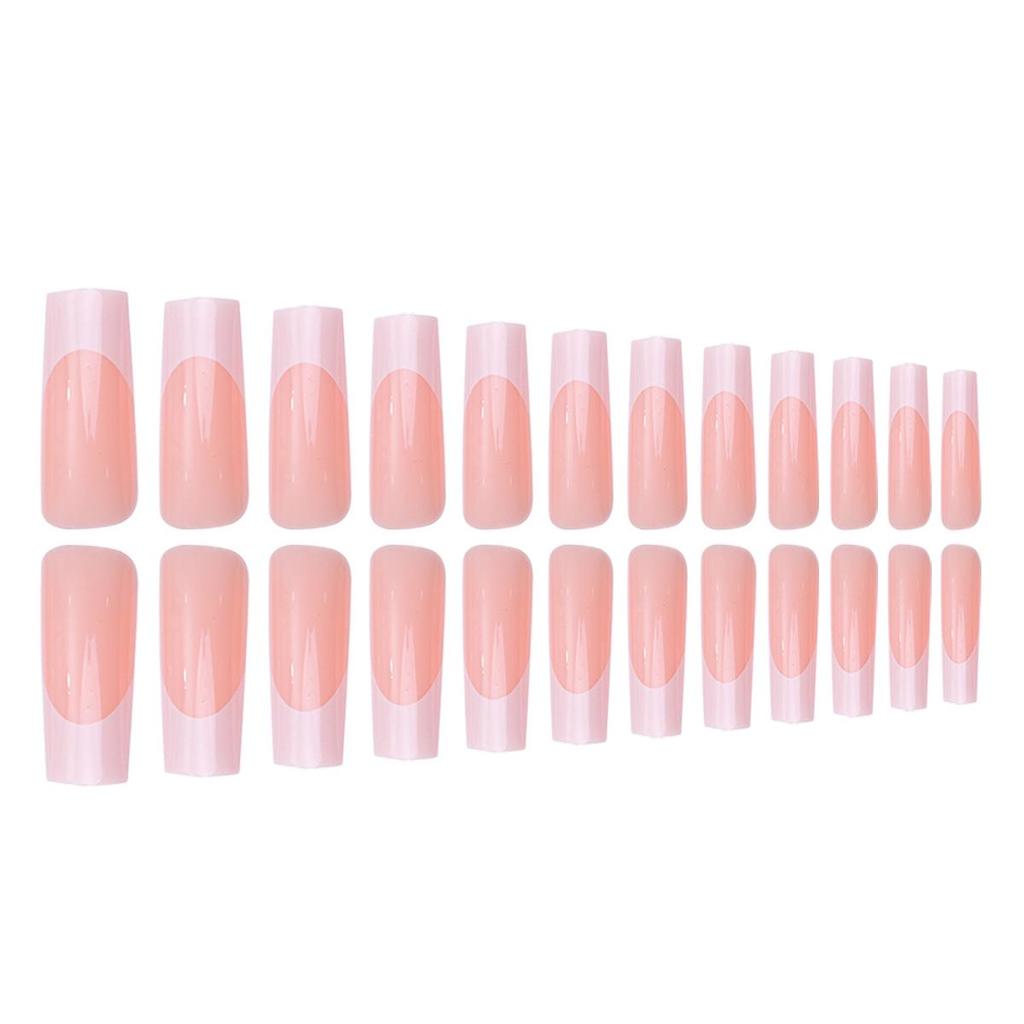 Elegant French White Detachable Press-On Nails with Long Pipe Wearable Tips
