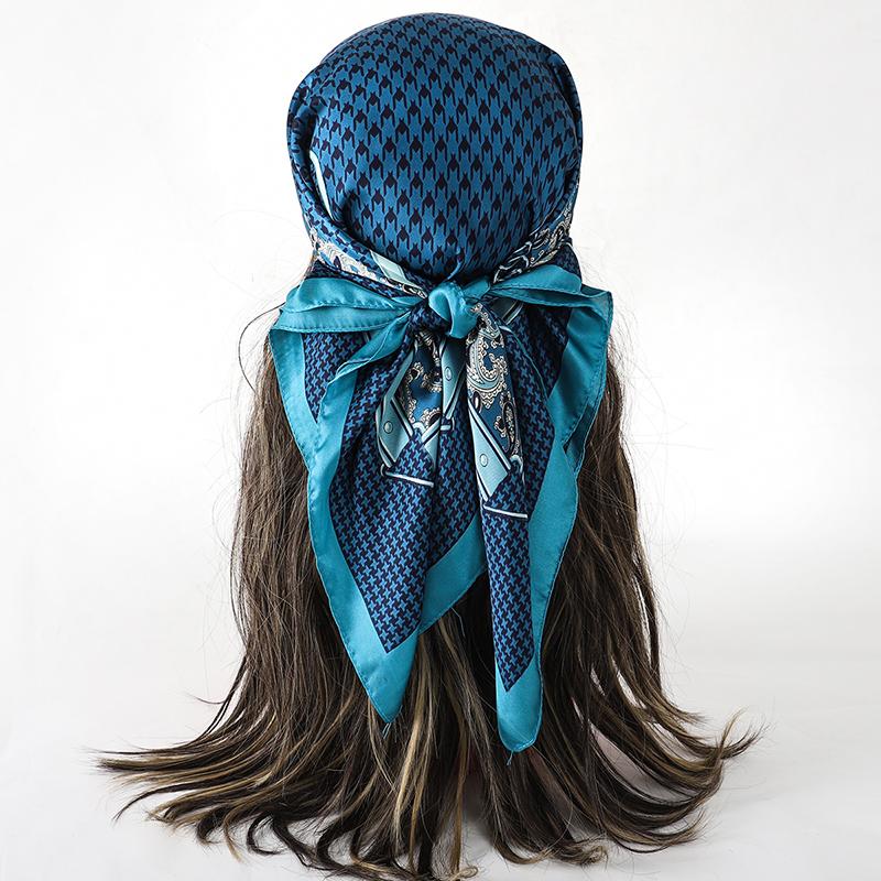Silk Scarf For Women, 70x70cm, Square, Brand, Office Bandana, Silent, Air Hostess, Rings,Kerchief