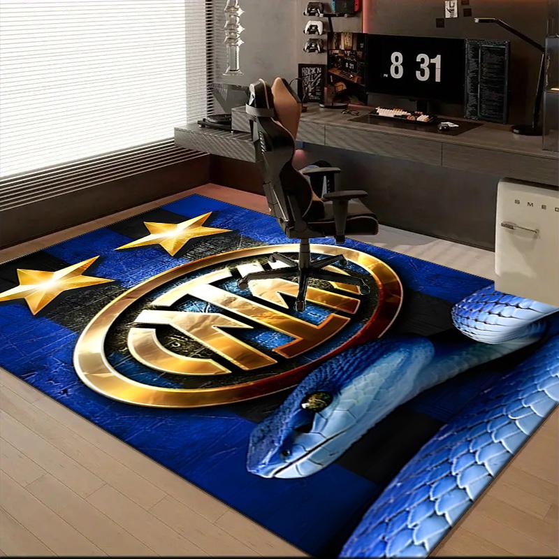 Inter FC Crest Printed Office Carpet Chair Cushion  Entryway Rug, Rugs for Living Room, Bedroom Christmas gifts