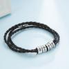 Lemegeton Custom Mens Bracelet 1-7 Names Engraved Beads Braided Leather Bracelets on Hand Personalized Jewelry Friendship Family