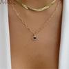 Simple Paper Clip Chain Diamond Necklace Jewelry Women Evil Eye Pendant Necklace  Trendy Gold Chain Collares Bijoux