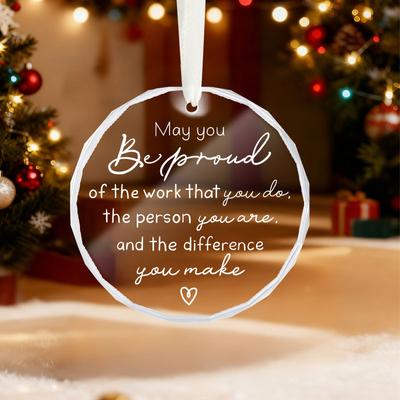 1pc Employee Appreciation Gifts for Women Men, Boss Day Thanksgiving Day Christmas Glass Ornament