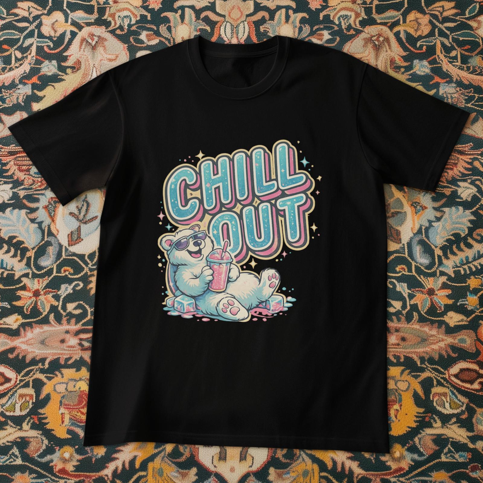 Chill Out T-Shirt Retro Bear Graphic Funny Relax Cool Unisex Tee 2XL