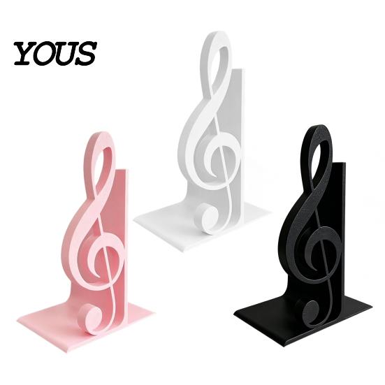 Matte Surface Book Stopper 3D Printed Music Note Bookend, Decorative Shelf Organizer, Modern Desk Decor for Home Themed Gift Office Study, Heavy Base