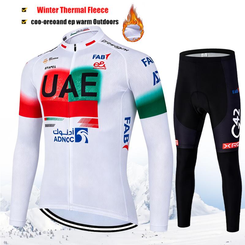 2027 Winter UAE Team Men's Cycling Clothing Men Thermal Fleece Cycling Set Mtb Man Clothes Sets Riding Suit Set Road Bike Wear