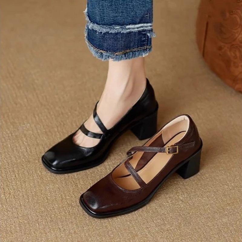 Fashion Hot Selling Women's High Heels Square Toe Buckle Designer Women's Shoes 2025 Fashion Winter Block Heel Mary Jane Shoes Zapatos