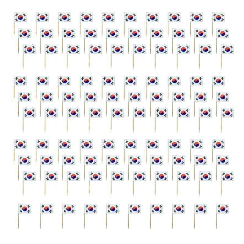 100Pcs Multicolor International Flag Toothpicks Cupcake Picks Cake Top Ornament For Desserts Display Festival Decoration