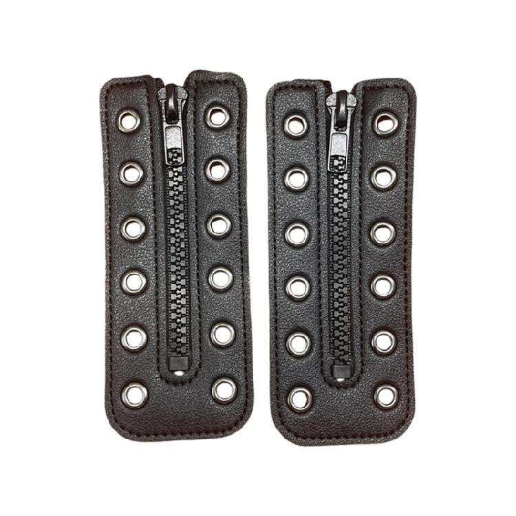 Waterproof PU Leather Shoelace Zippered Closure Replacement with 8 Holes for Men Women Boot Footwear Accessories