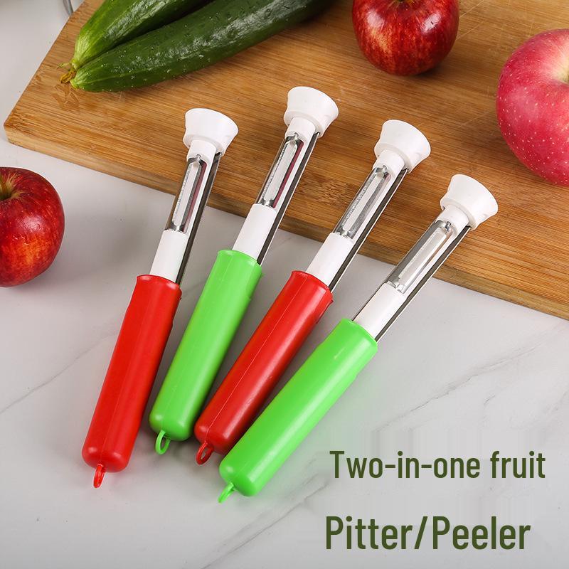 

2-in-1 Stainless Steel Fruit Corer and Peeler for Apples and Pears Green Peeler (1 piece)