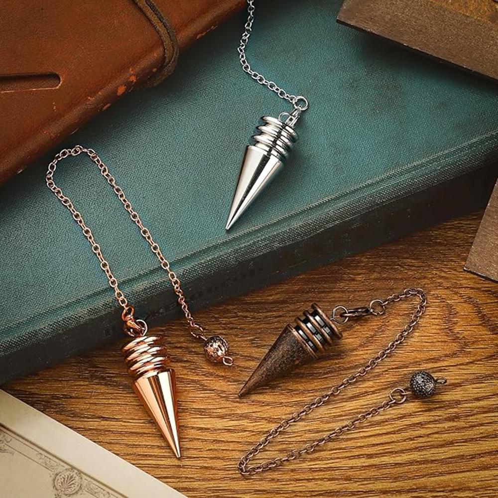 Metal Pendulum For Dowsing Divination Pendulos Spiral Cone Gold Color Copper Radiesthesia Pendulums Healing Pendule
