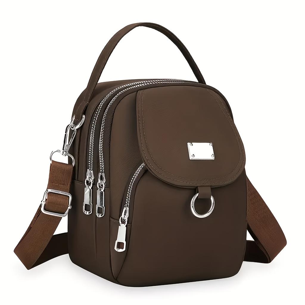 Women'S Chic Light Gray Crossbody Bag - Versatile Shoulder & Handbag with Multiple Zipper Compartments, Durable , Lined for Comfort and Style