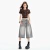 Women's 2025 Retro Wide-Leg Denim Jeans: Trendy, Versatile, Mid-Length Summer Pants