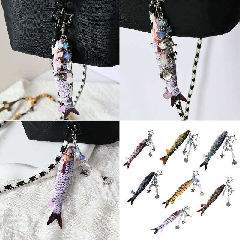 Artificial Fish Baits Keychains Lightweight Phone Lanyard Charm Accessory Unisex Bag Decoration For Outdoor Enthusiasts