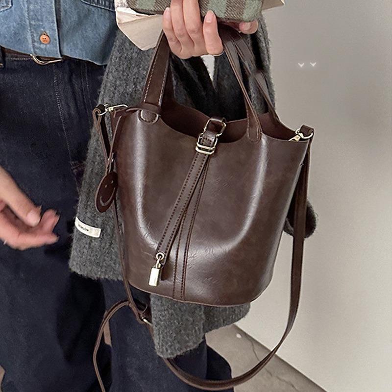 Eimertasche Herbst und Winter neue Retro Nischentasche modische vielseitige Textur Handtasche Damentasche hochwertig Umhängetasche