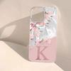 A Z Pink Letter Peach Flower  Shockproof Phone Case For Samsung Galaxy A07 A17 A06 A16 A26 A36 A56 A12 A22 Shell Couple Cover