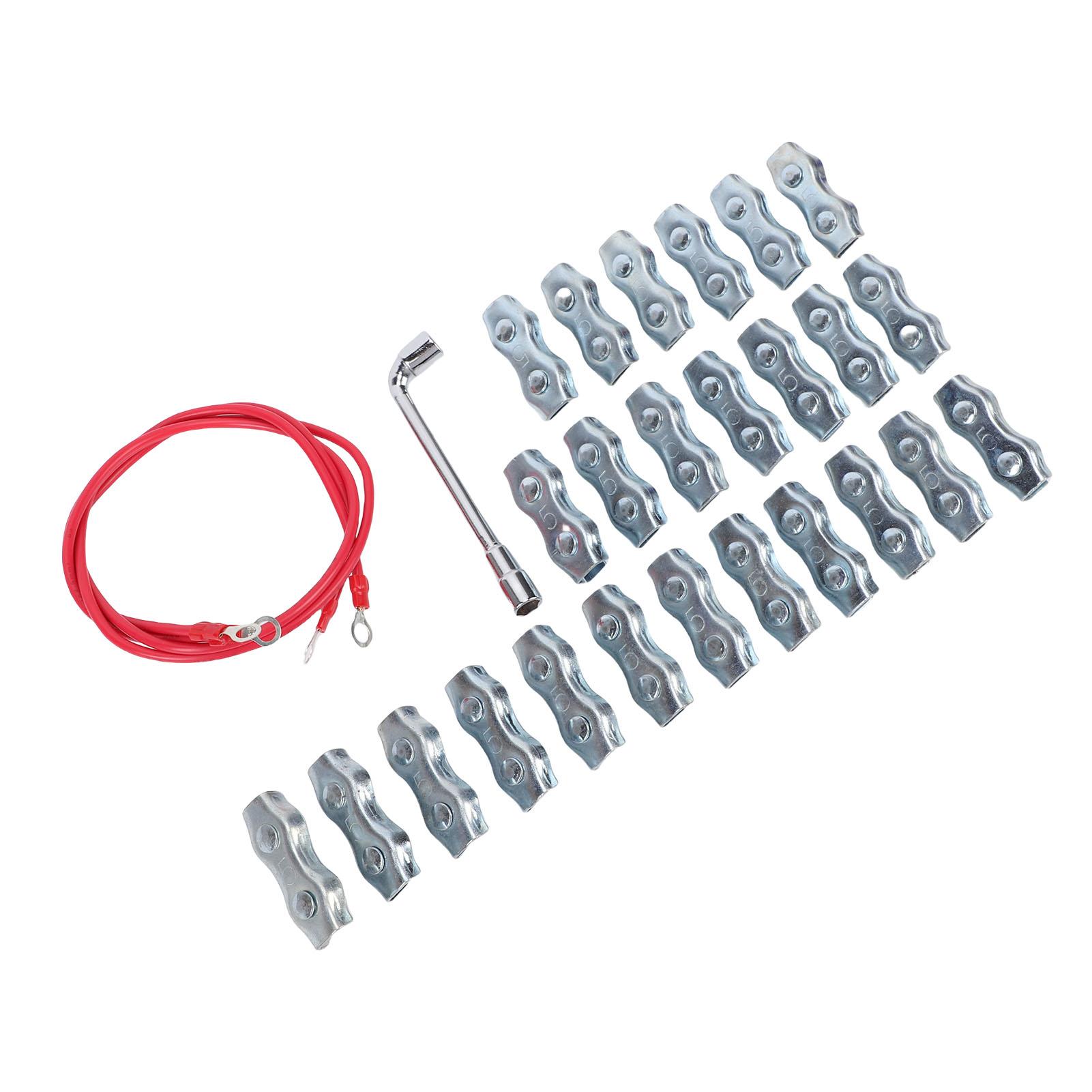 

25PCS M5 PE Rope Connectors with 2 Silicone Copper Wires Galvanized Steel Polyethylene Cord Connector for Electric