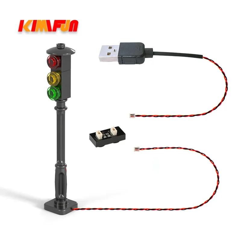 1Pcs Led Moc Street Automatic Cycle Traffic Signal Light Building Blocks City Series Bricks Block Set Model