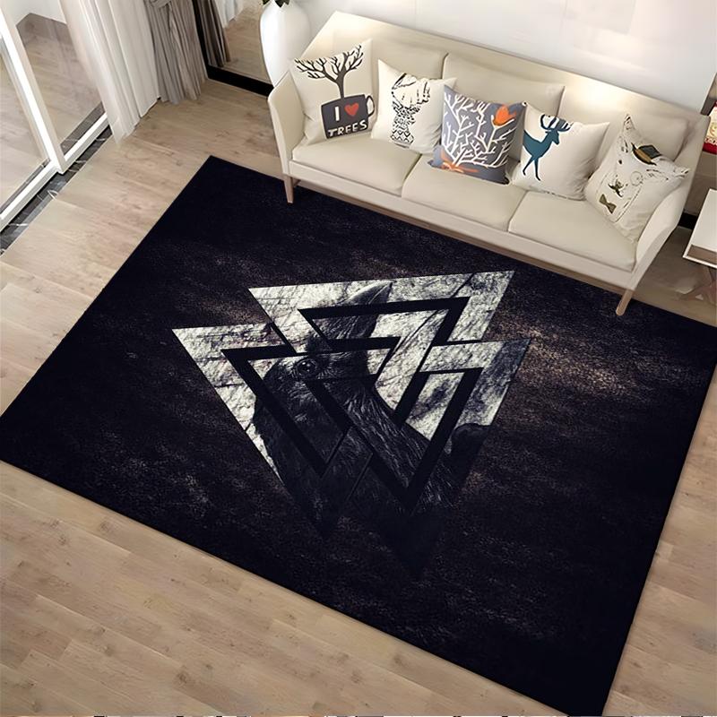 Viking Raven Symbol Rug Non-slip Rug Suitable for Living Room and Bedroom Sofas