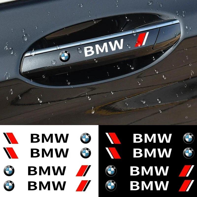 4pcs Car Styling Door Handle Stickers Tire Rear View Mirror Decals For BMW E46 E85 E60 F10 E39 F30 E36 F20 E87 E90 E70 X3 X5