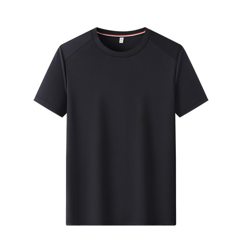 Summer Spandex Ice Silk Solid Color Short-sleeved Young and Middle-aged Men's Round Neck Casual Fashion T-shirt for Men