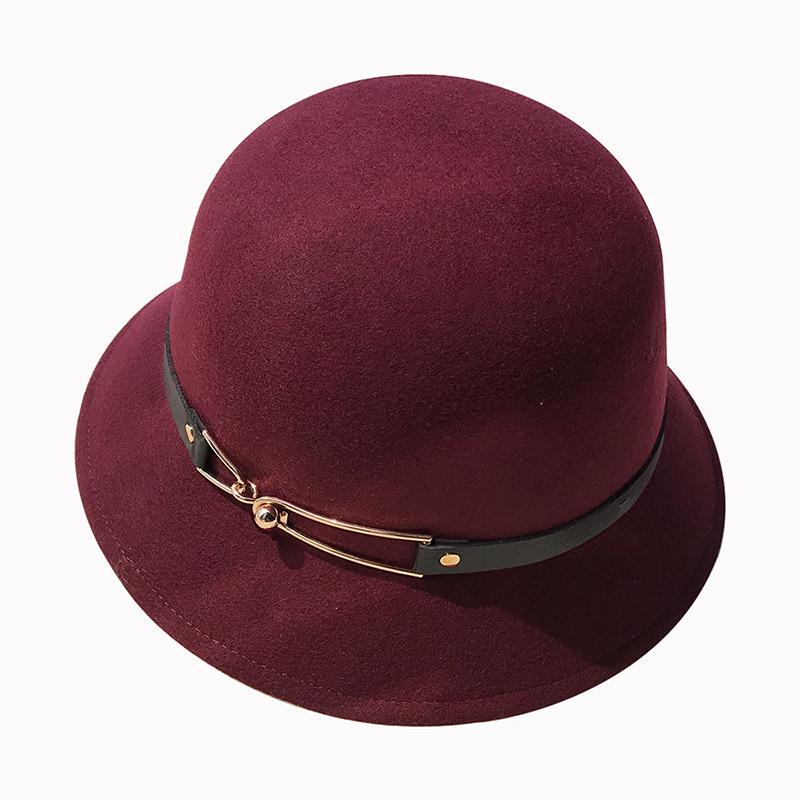 Wollene Wollene Beckenhut Damen Retro Britischer Dom Eimerhut Nischendesign Damen Hut