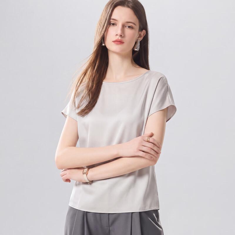 Snowforte 19 Momme Mulberry Silk Round Neck T-Shirt M