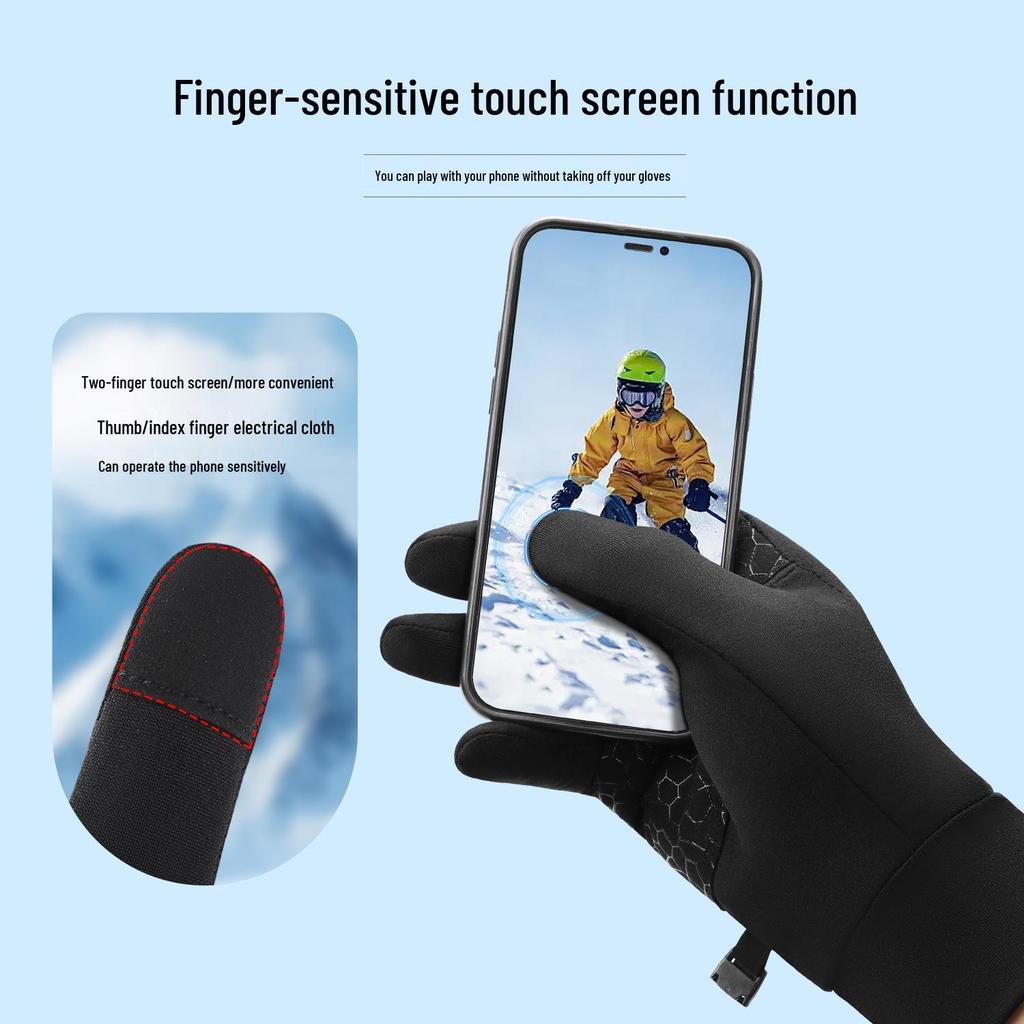 Kids' Unisex Touchscreen Non-Slip Cycling Gloves - Warm Velvet for Autumn & Winter Outdoor Sports