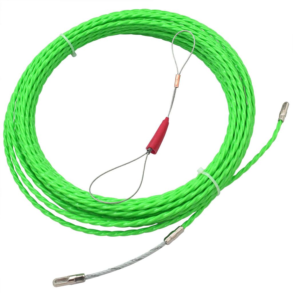 Akuoly Cable Pulling Wire, Steel Wire, Wire Pulling Tool, 15m Length, 4.5mm Diameter, Green