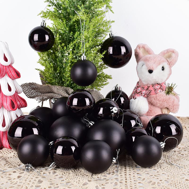 Black PVC Christmas Balls - Decorative Ornaments (6-15CM) for Tree Hanging and Scene Arrangement.