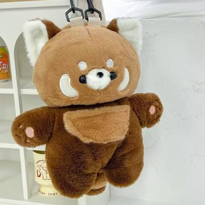 Plush Animal Little Panda Backpack Doll Large Capacity Sleepy Doll Bag Raccoon Plush Bag  Work
