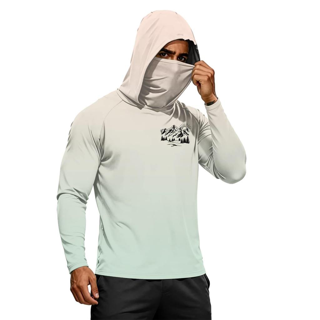 Sudadera con capucha de manga larga para hombre, secado rápido, protección solar UPF50+, para deportes al aire libre, fitness, ligera, transpirable