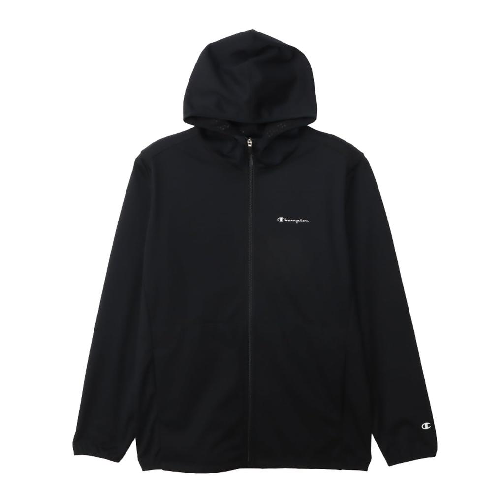 Champion Basic Sport Zip Hooded Long Script Logo Men's Jacket, Black, C3-AS103, Sleeve, Stretch, Warm, Water-Repellent, Windproof,