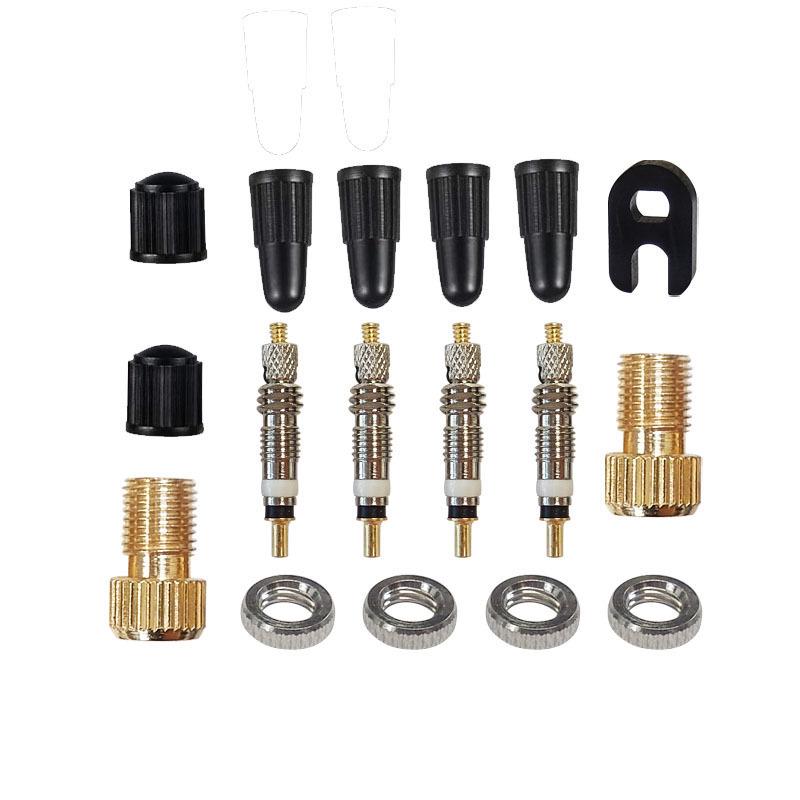 Tire Valve Core Tool Kit: 26-Piece Set with American/French Adapters, Valve Caps, and Bike Pump Accessories